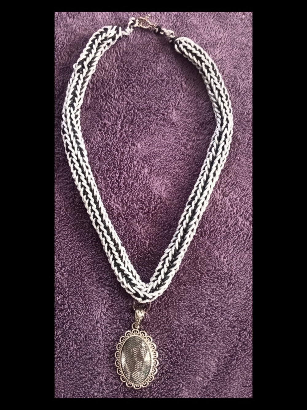 rope black and white necklace
